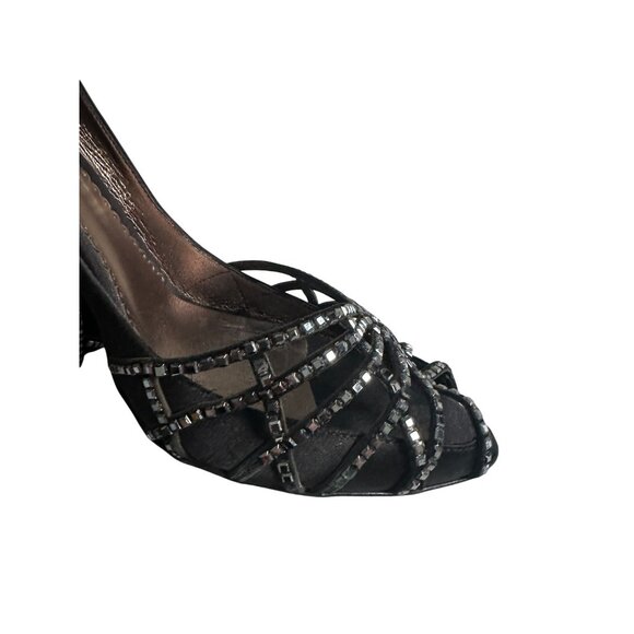 GIORGIO ARMANI Black Satin Fabric Jeweled Heels Size US 8.5 / 38.5 - Picture 13 of 13